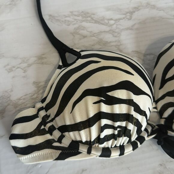 Victoria’s Secret bombshell push-up zebra print swimsuit bikini top small Y2K - Picture 3 of 7
